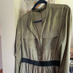 🌻 THEORY - olive green silk dress - size 8